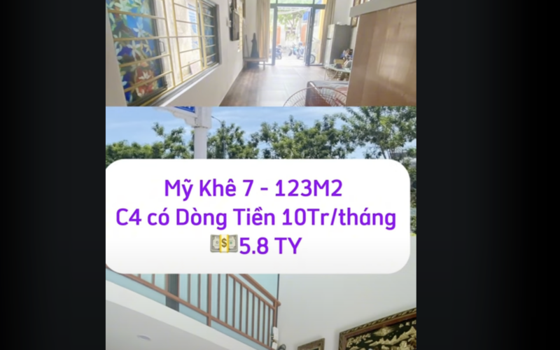 Bán Nhà Mỹ Khê 7 – 123m², Nhà C4 Mới, Ô Tô Ra Vào, Dòng Tiền 10 Triệu/Tháng