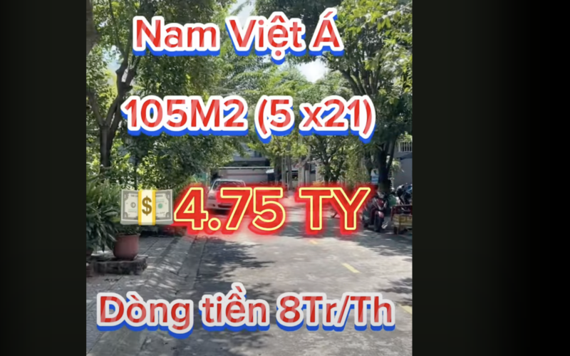 Bán Nhà Khu Nam Việt Á – 105m², Đường 5.5m, Dòng Tiền 8 Triệu/Tháng, Giá 4.75 Tỷ